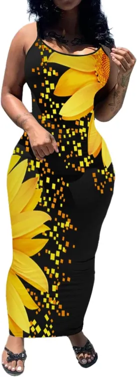 PINSV Women's Bodycon Long Slip Dress Spaghetti Strap Summer Maxi Dress Modern Casual Sundress