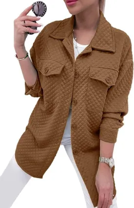 PRETTYGARDEN Women's 2024 Winter Jackets Lapel Coat Outerwear Casual Long Sleeve Button Down Blouse Shirts Tops