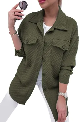 PRETTYGARDEN Women's 2024 Winter Jackets Lapel Coat Outerwear Casual Long Sleeve Button Down Blouse Shirts Tops