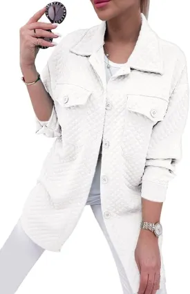 PRETTYGARDEN Women's 2024 Winter Jackets Lapel Coat Outerwear Casual Long Sleeve Button Down Blouse Shirts Tops