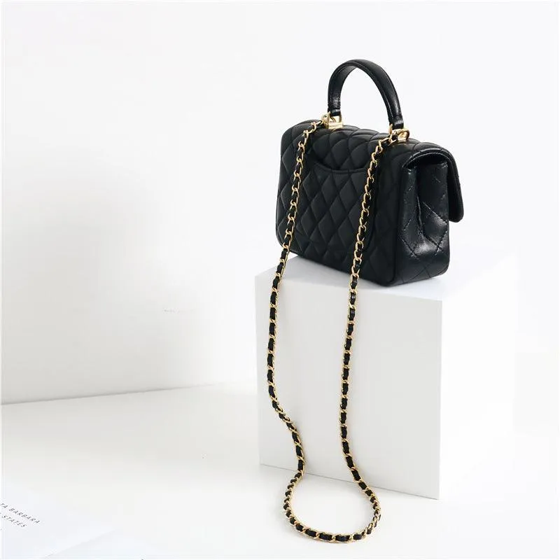 Quilted Sheepskin Leather Crossbody Bag, Classic Flap Bag Genuine Leather Shoulder Bag, Minimalist Quilted Evening Bag, Chain Leather Designer Inspired Bag