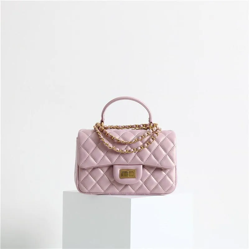 Quilted Sheepskin Leather Crossbody Bag, Classic Flap Bag Genuine Leather Shoulder Bag, Minimalist Quilted Evening Bag, Chain Leather Designer Inspired Bag