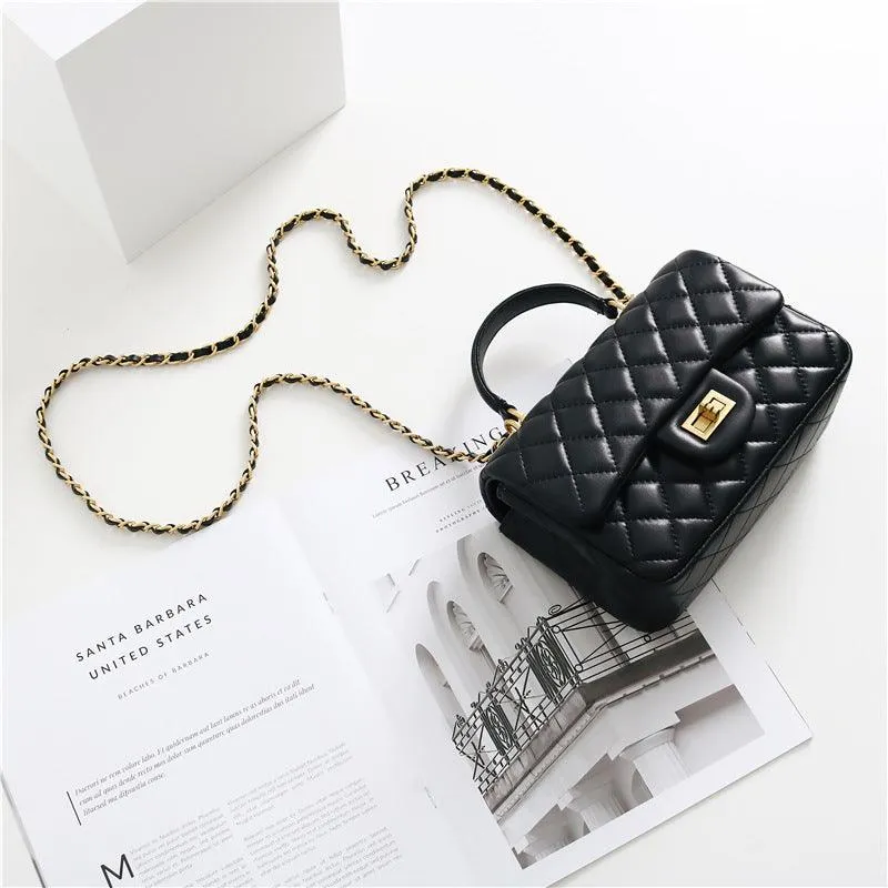 Quilted Sheepskin Leather Crossbody Bag, Classic Flap Bag Genuine Leather Shoulder Bag, Minimalist Quilted Evening Bag, Chain Leather Designer Inspired Bag