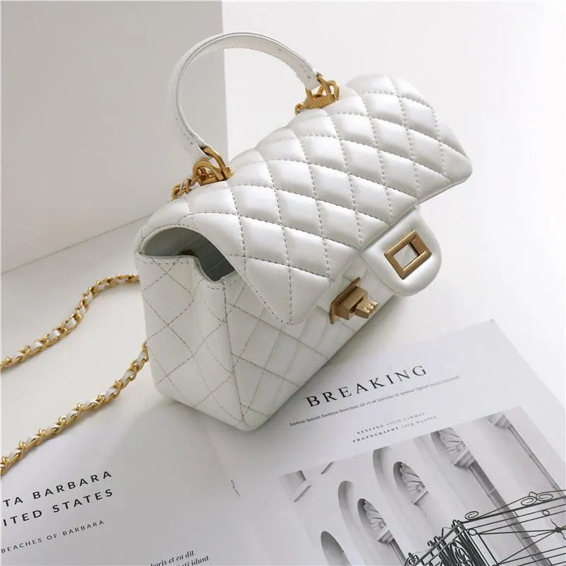 Quilted Sheepskin Leather Crossbody Bag, Classic Flap Bag Genuine Leather Shoulder Bag, Minimalist Quilted Evening Bag, Chain Leather Designer Inspired Bag