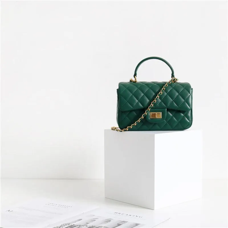 Quilted Sheepskin Leather Crossbody Bag, Classic Flap Bag Genuine Leather Shoulder Bag, Minimalist Quilted Evening Bag, Chain Leather Designer Inspired Bag