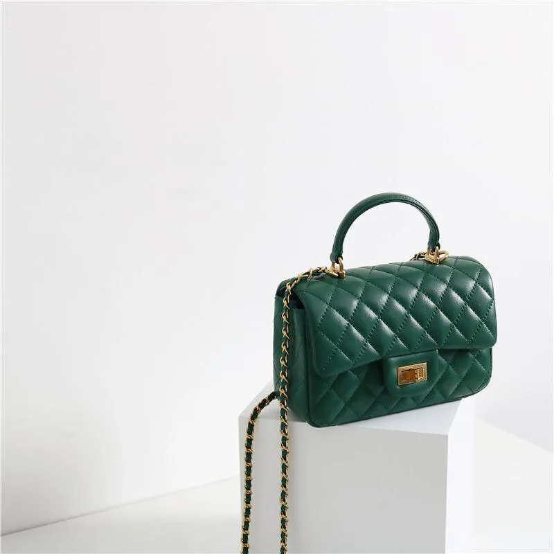 Quilted Sheepskin Leather Crossbody Bag, Classic Flap Bag Genuine Leather Shoulder Bag, Minimalist Quilted Evening Bag, Chain Leather Designer Inspired Bag