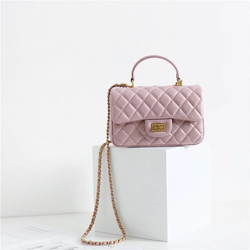 Quilted Sheepskin Leather Crossbody Bag, Classic Flap Bag Genuine Leather Shoulder Bag, Minimalist Quilted Evening Bag, Chain Leather Designer Inspired Bag