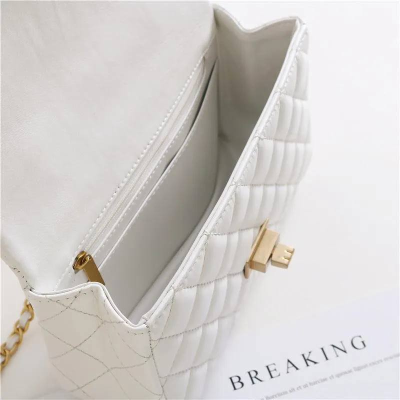 Quilted Sheepskin Leather Crossbody Bag, Classic Flap Bag Genuine Leather Shoulder Bag, Minimalist Quilted Evening Bag, Chain Leather Designer Inspired Bag
