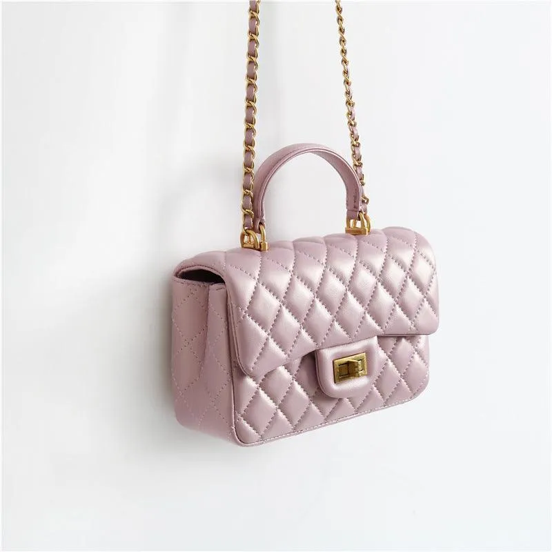 Quilted Sheepskin Leather Crossbody Bag, Classic Flap Bag Genuine Leather Shoulder Bag, Minimalist Quilted Evening Bag, Chain Leather Designer Inspired Bag