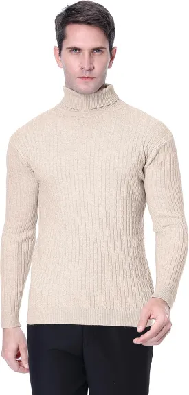 QZH.DUAO Men's Casual Slim Fit Turtleneck Pullover Sweaters Tops with Twist Patterned