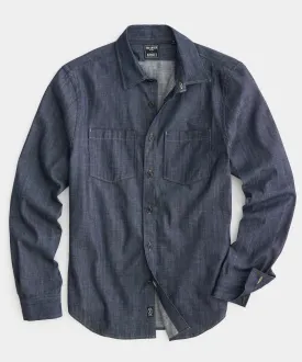 Raw Italian Denim Overshirt in Dark Indigo