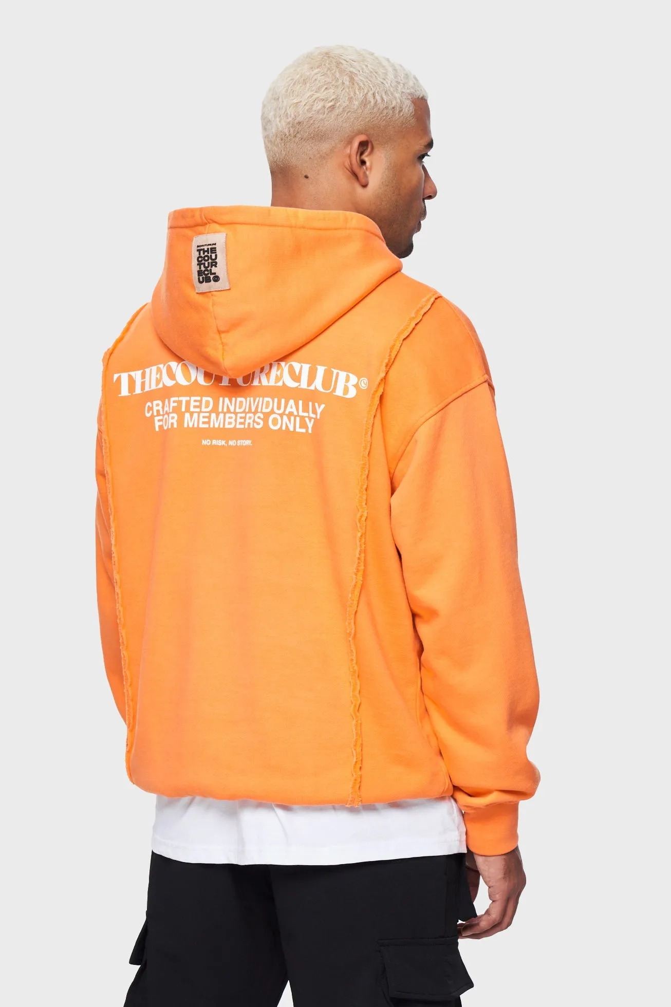 RAW SEAM QUARTER ZIP HOODIE - ORANGE