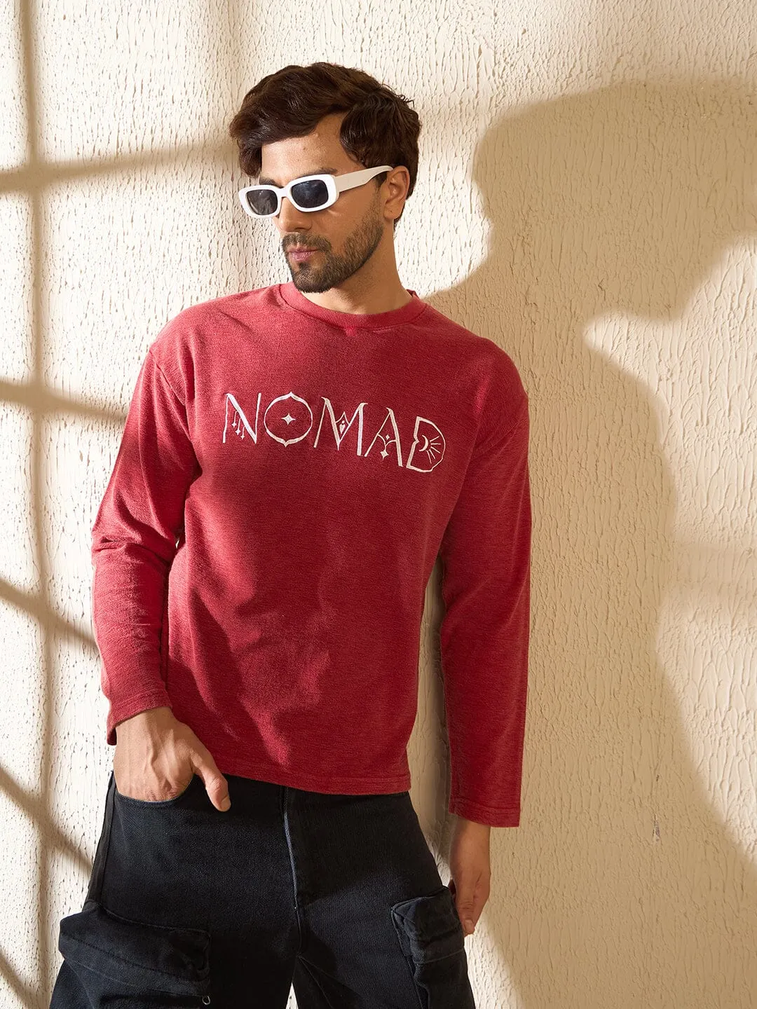 Red Nomad Washed Longsleeves Tshirt