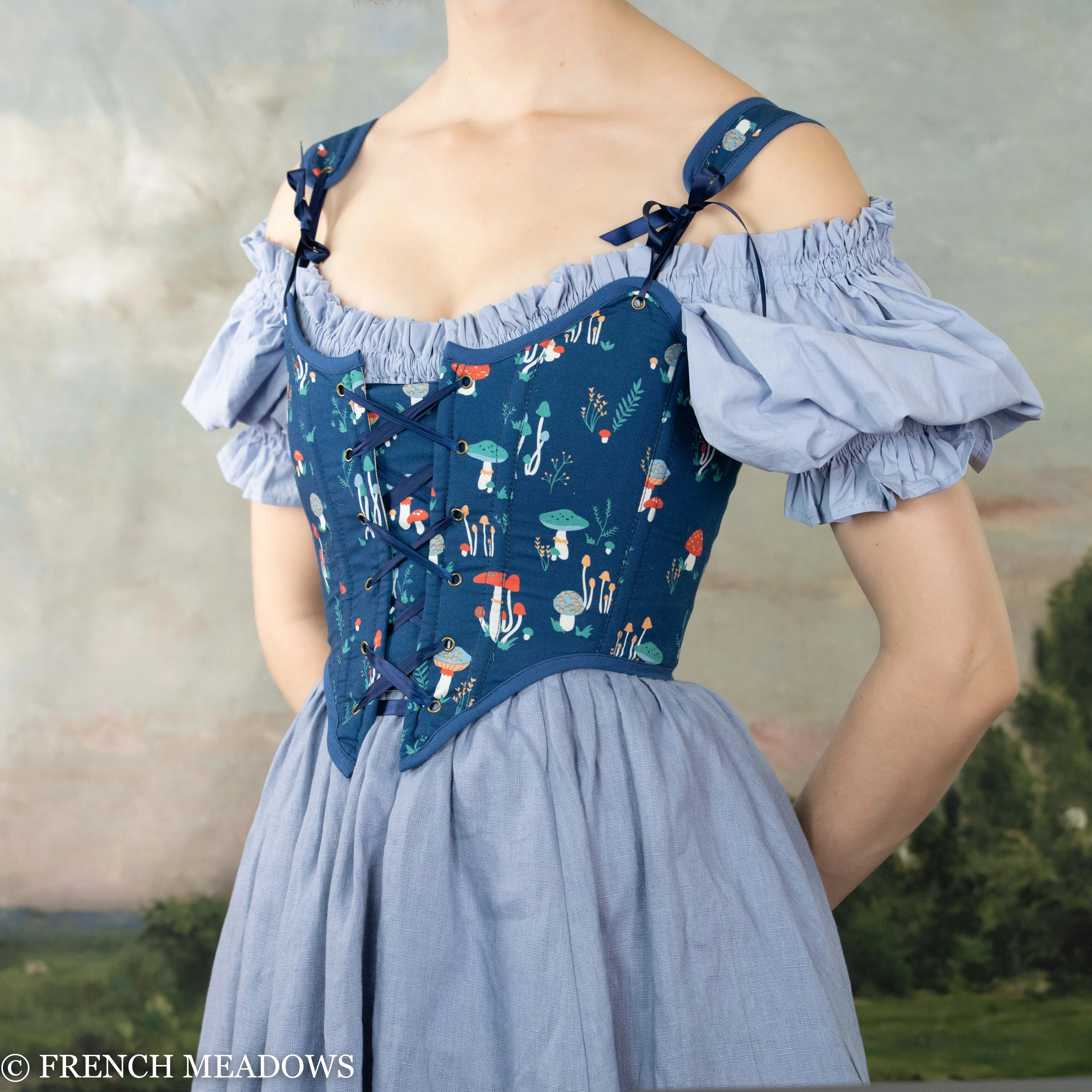 Regency Blue Linen Midi Skirt