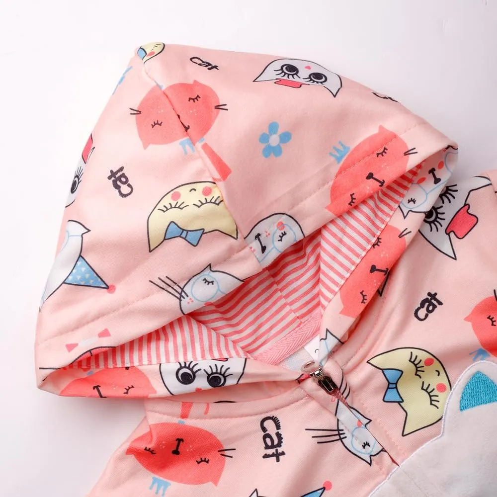 RETSUGO Girls Zip Up Hoodie Jacket Toddler Unicorn Rainbow Sweatshirt Kids Hooded Coat Casual Outerwear Size 2-7 Years