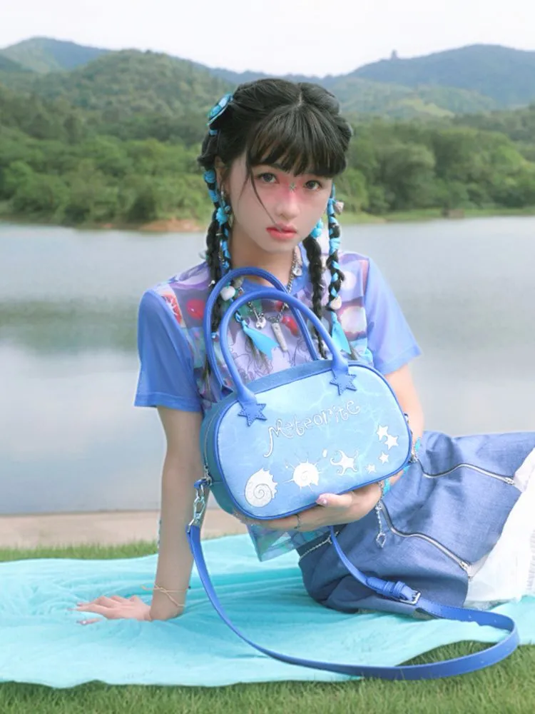 Reversible Denim Tote Crossbody Bag【s0000006581】