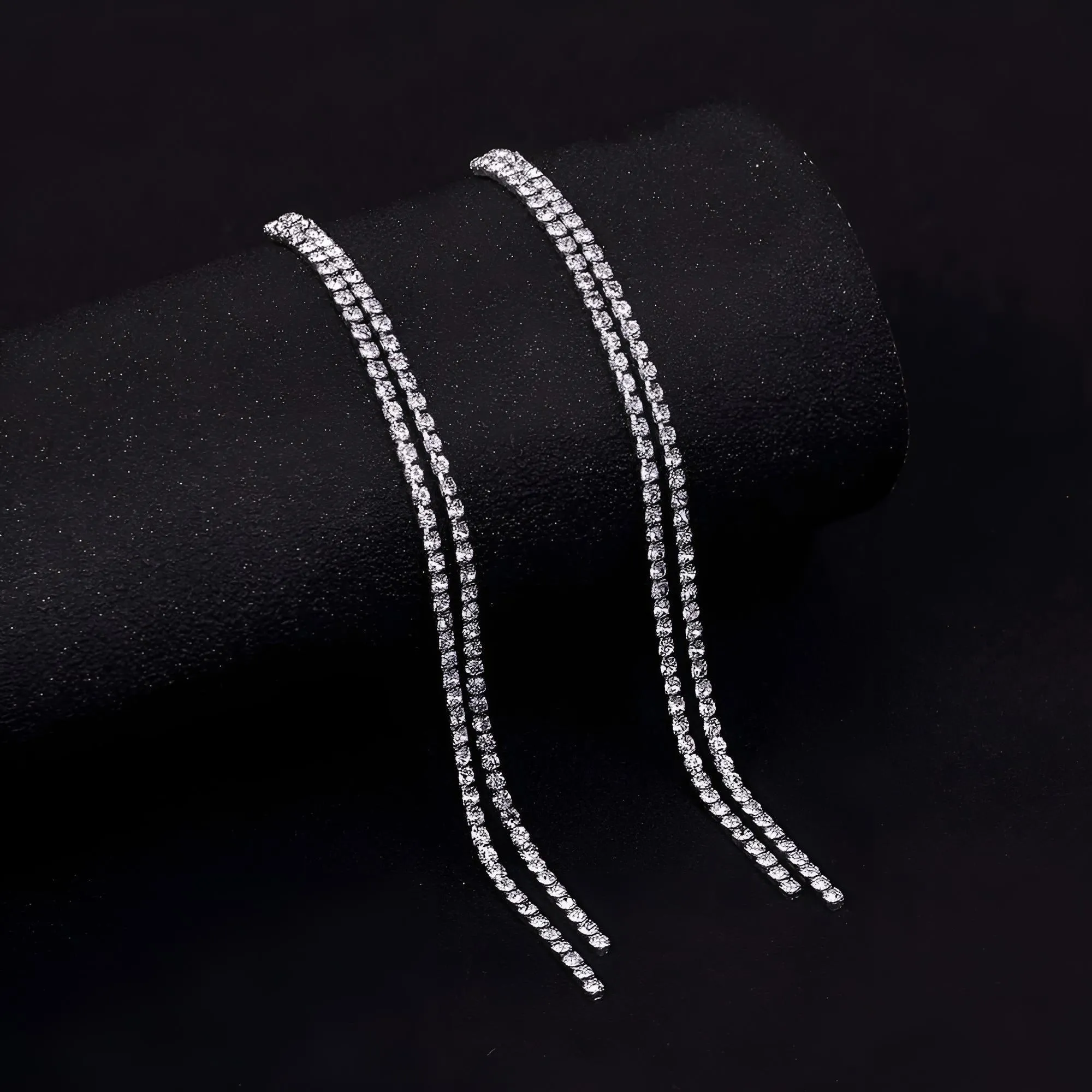 Rhinestone Crystal Tassel Long Earrings for Women