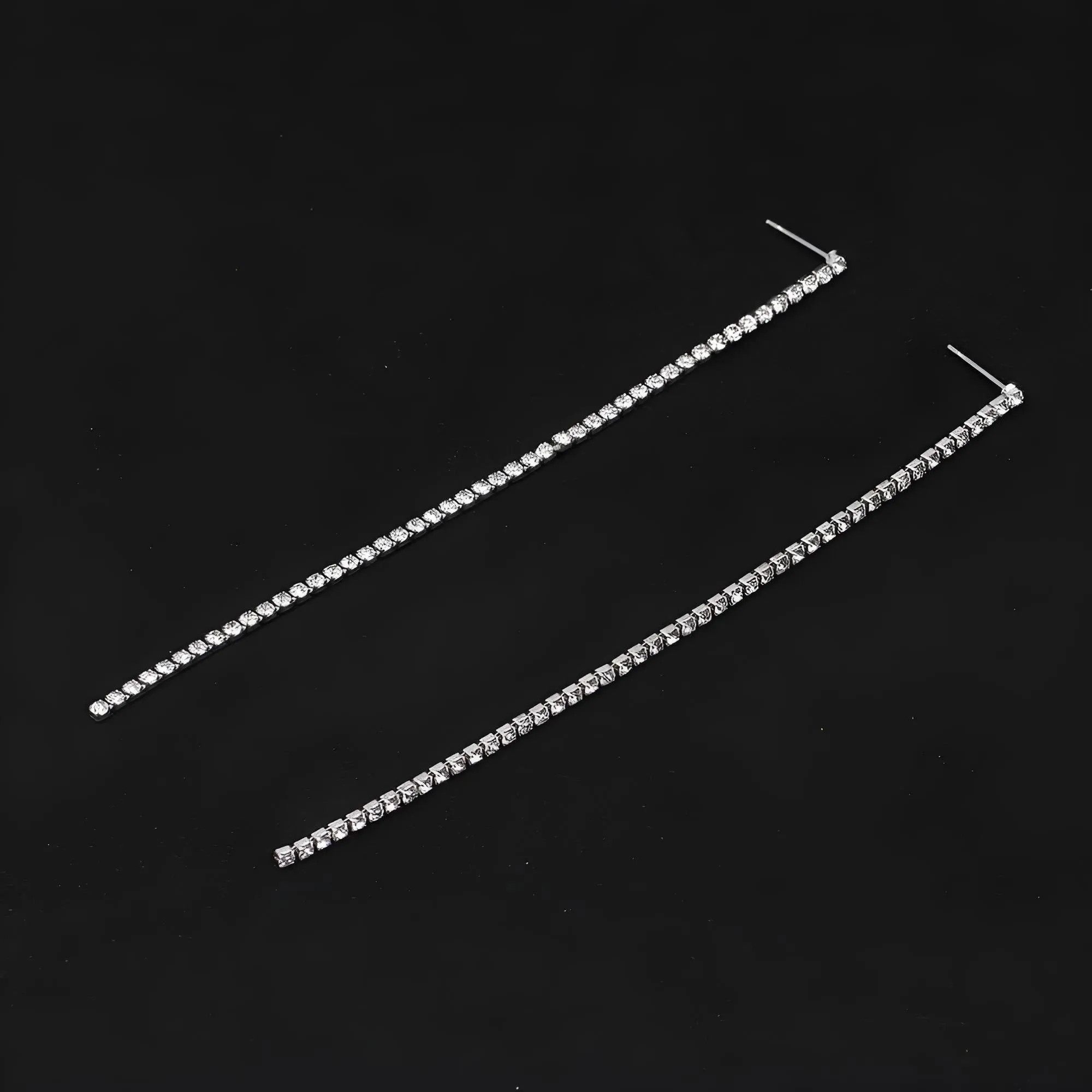 Rhinestone Crystal Tassel Long Earrings for Women