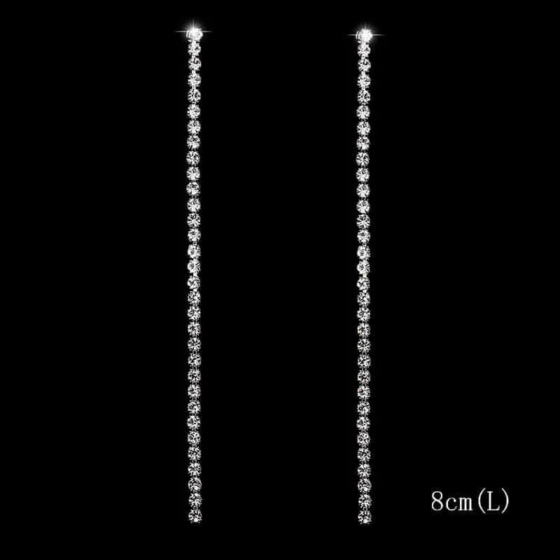 Rhinestone Crystal Tassel Long Earrings for Women