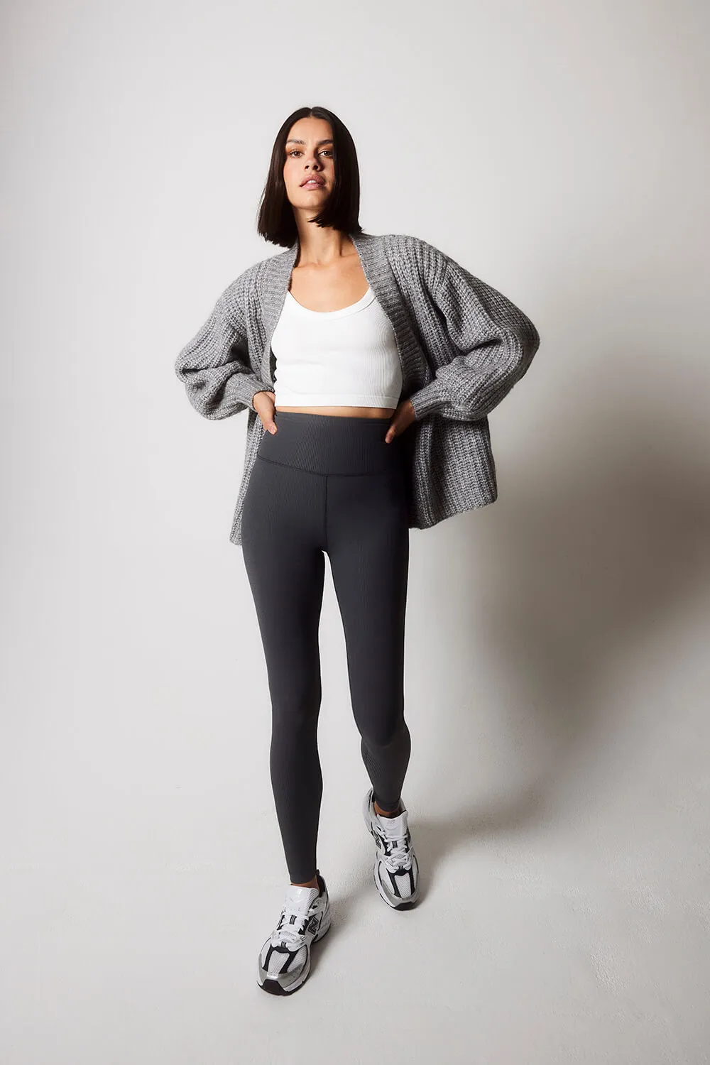 Ribbed Leggings - Dark Grey
