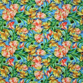 Royal Bouquet Printed Spandex | Blue Moon Fabrics