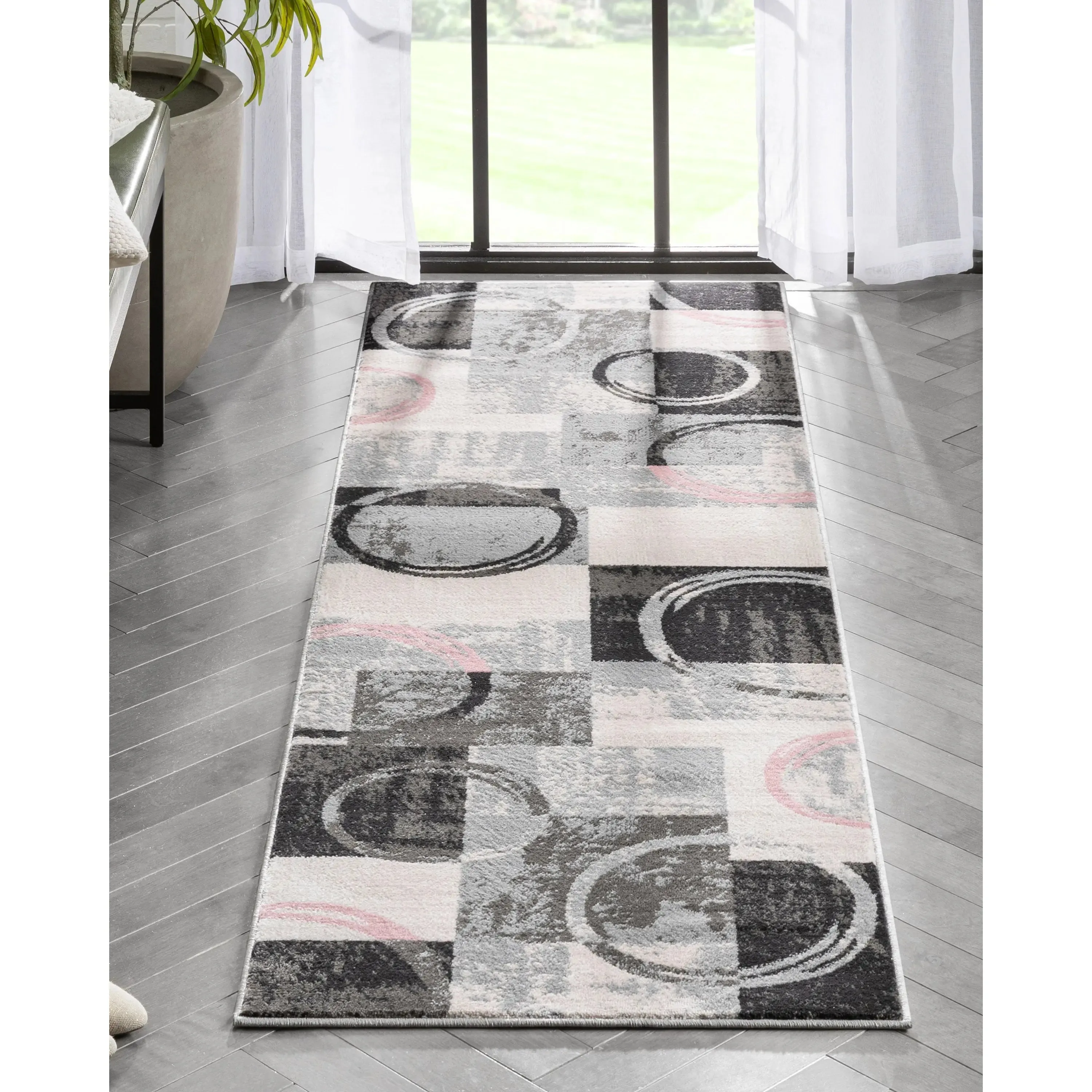 Shai Modern Geometric Grey Blush Rug