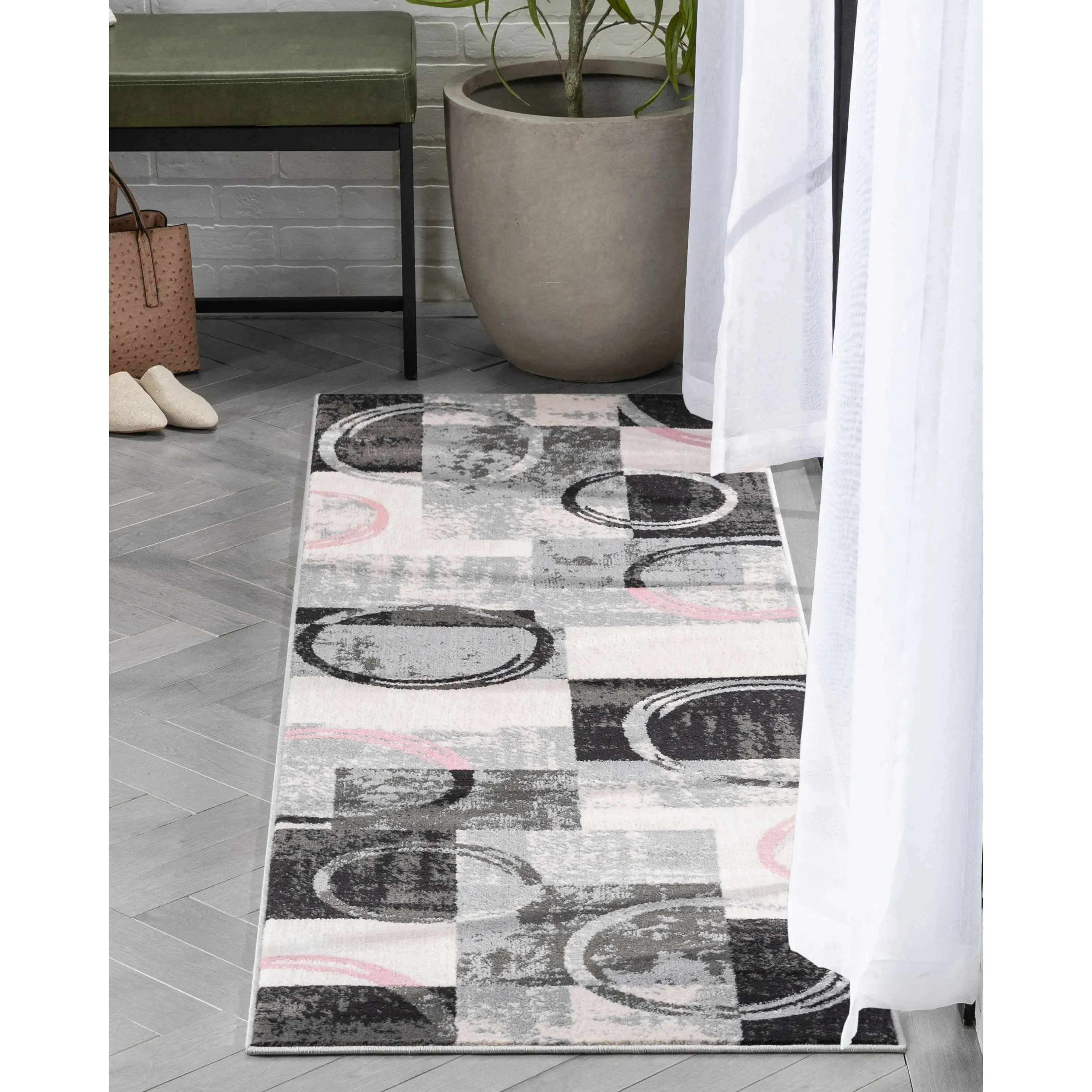 Shai Modern Geometric Grey Blush Rug