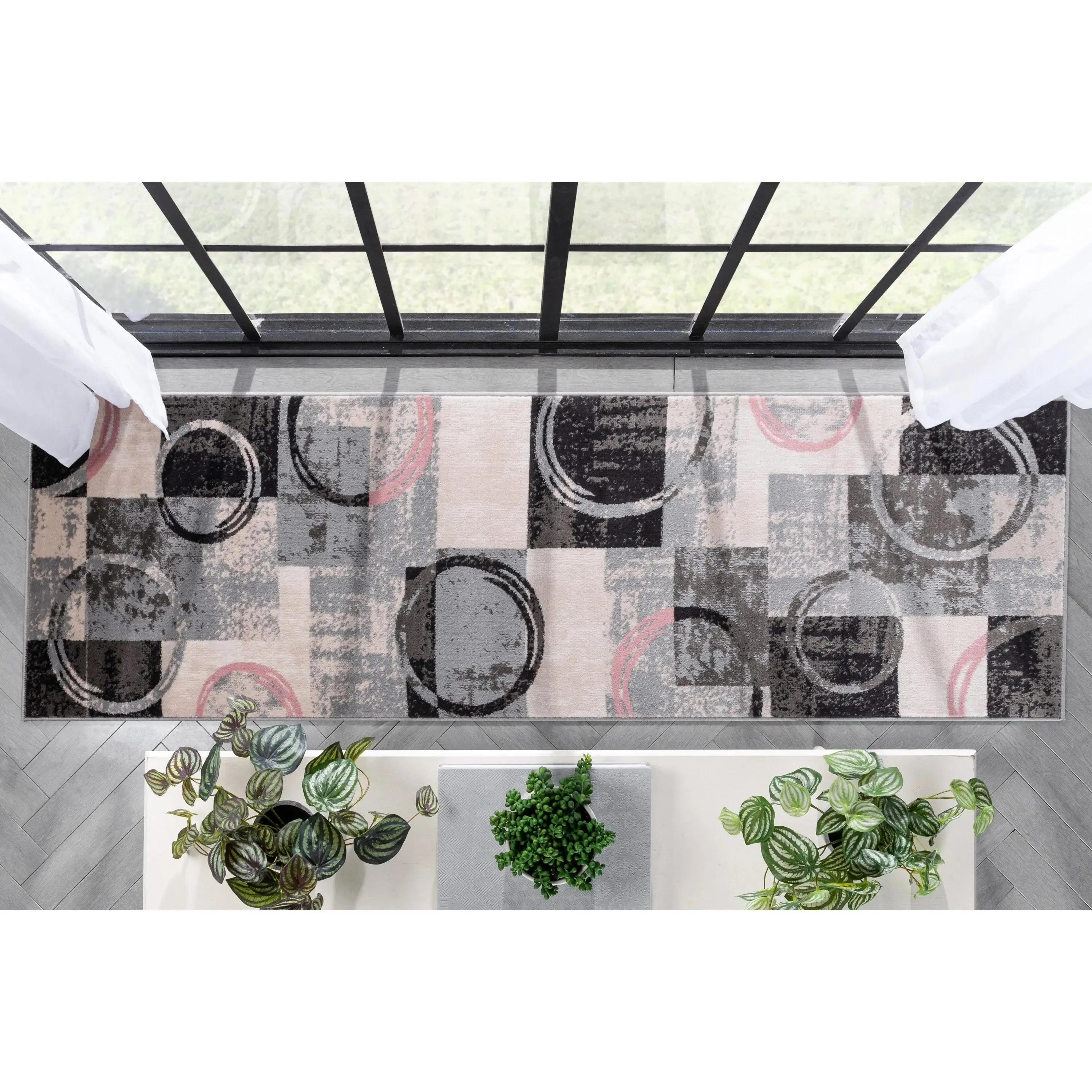 Shai Modern Geometric Grey Blush Rug