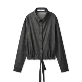 Signature Drawstring Shirt - Black Denim