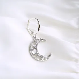 Silver Cosmic Moon Earring