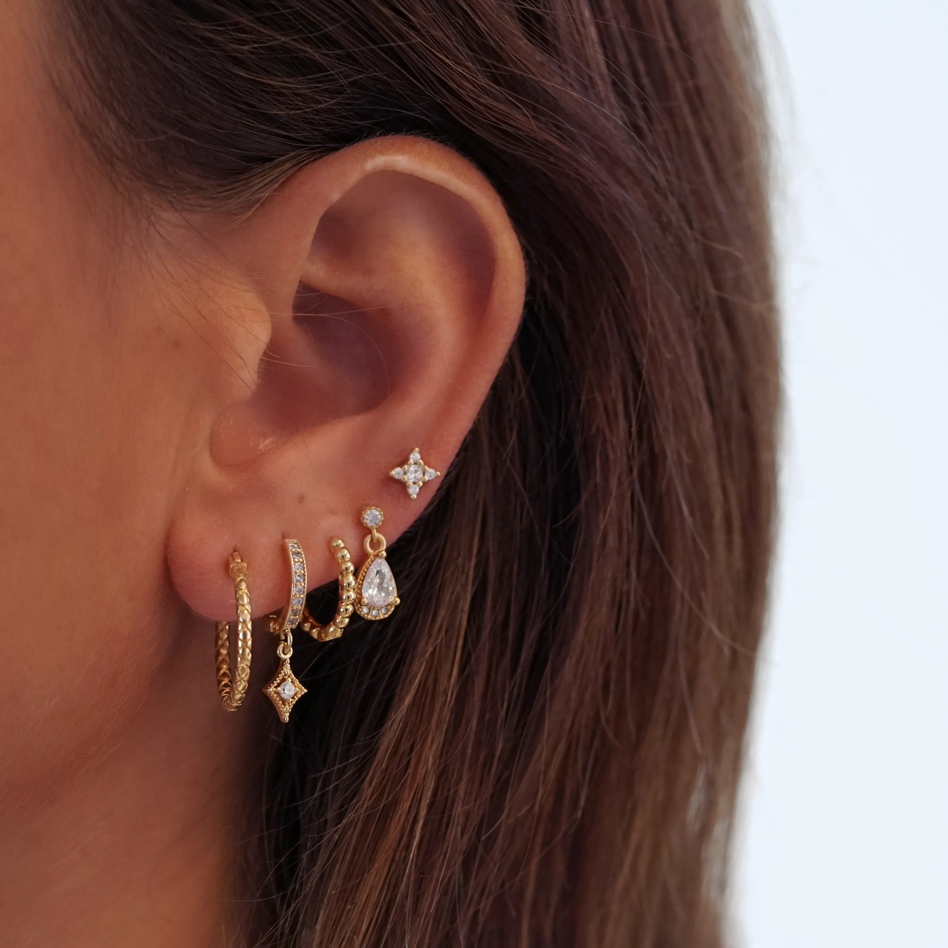 Silver Diamond Cubic Stud