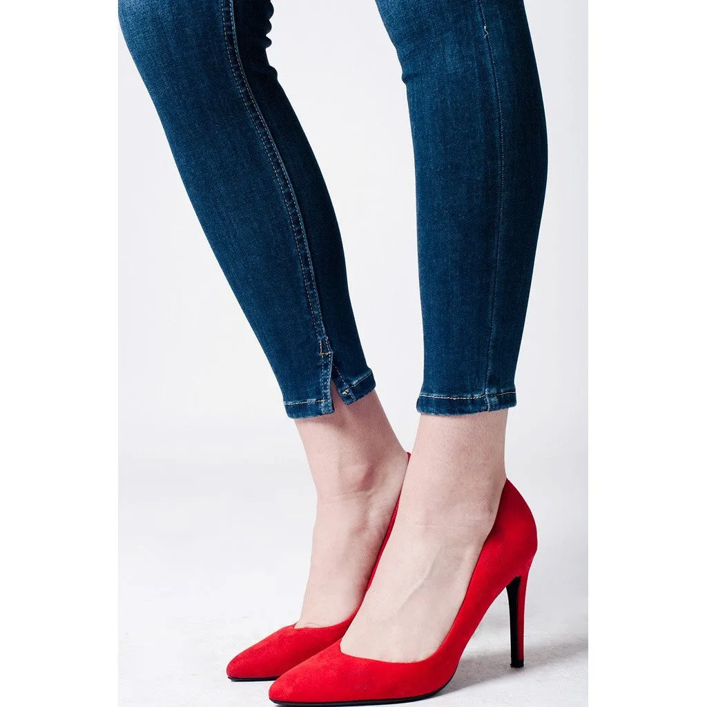 Skinny low waist dark blue wash jeans