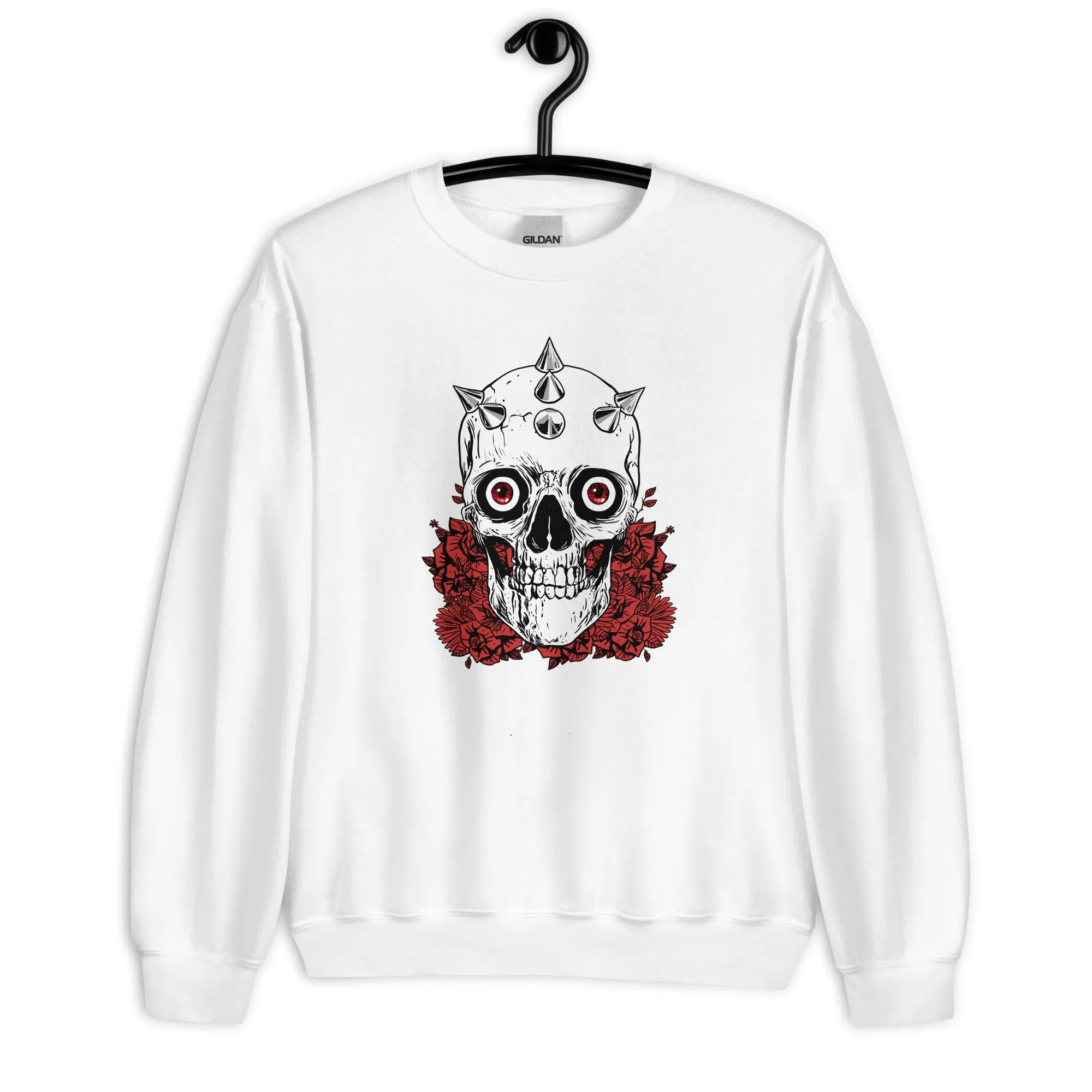 Skull Sweater / Soft Goth Sweatshirt / Light Pink - Light Blue - White