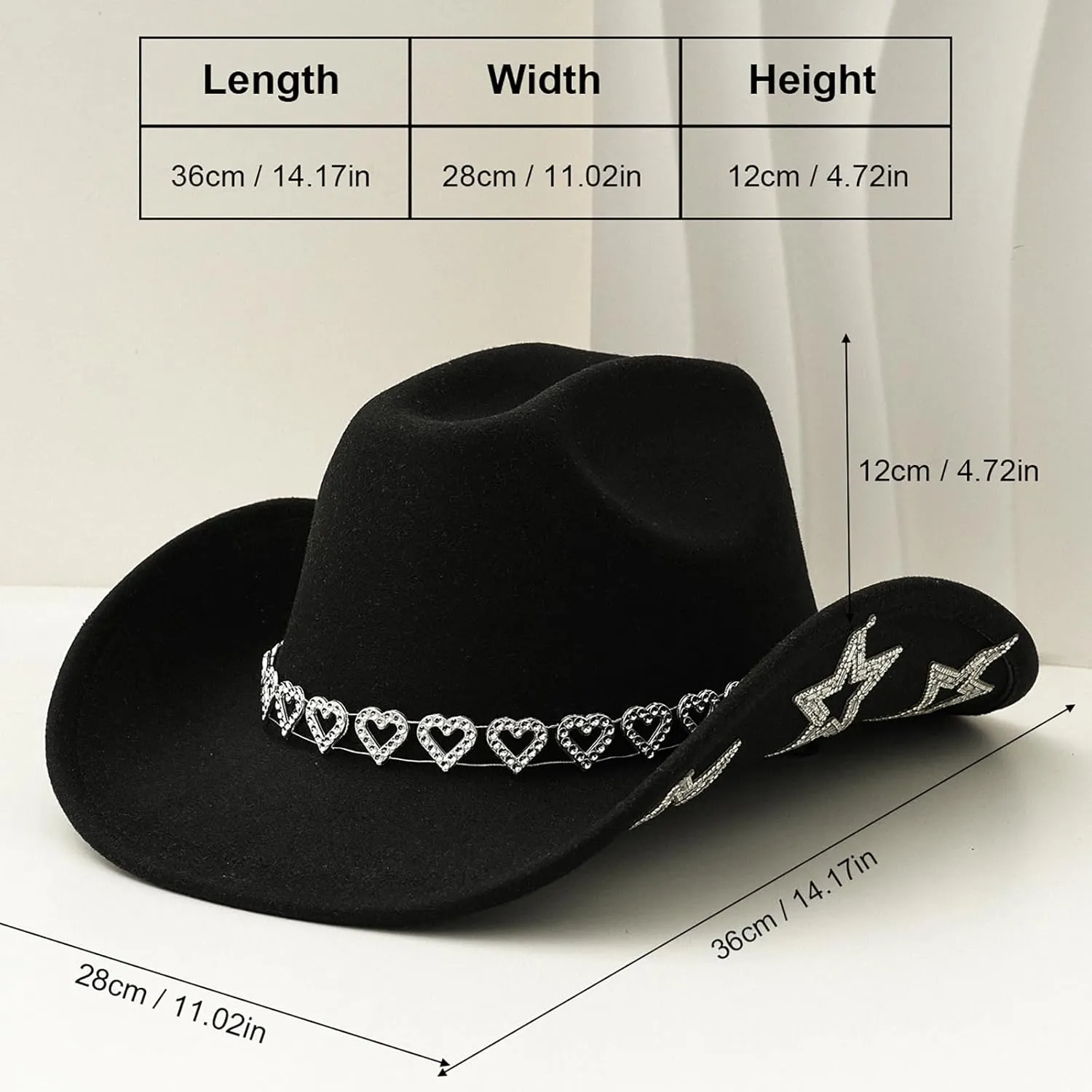 Sparkly Rhinestone Cowboy Hat for Women Western Cowgirl Hat with Star for Ladies