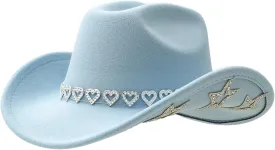 Sparkly Rhinestone Cowboy Hat for Women Western Cowgirl Hat with Star for Ladies