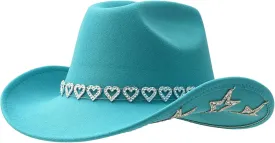 Sparkly Rhinestone Cowboy Hat for Women Western Cowgirl Hat with Star for Ladies