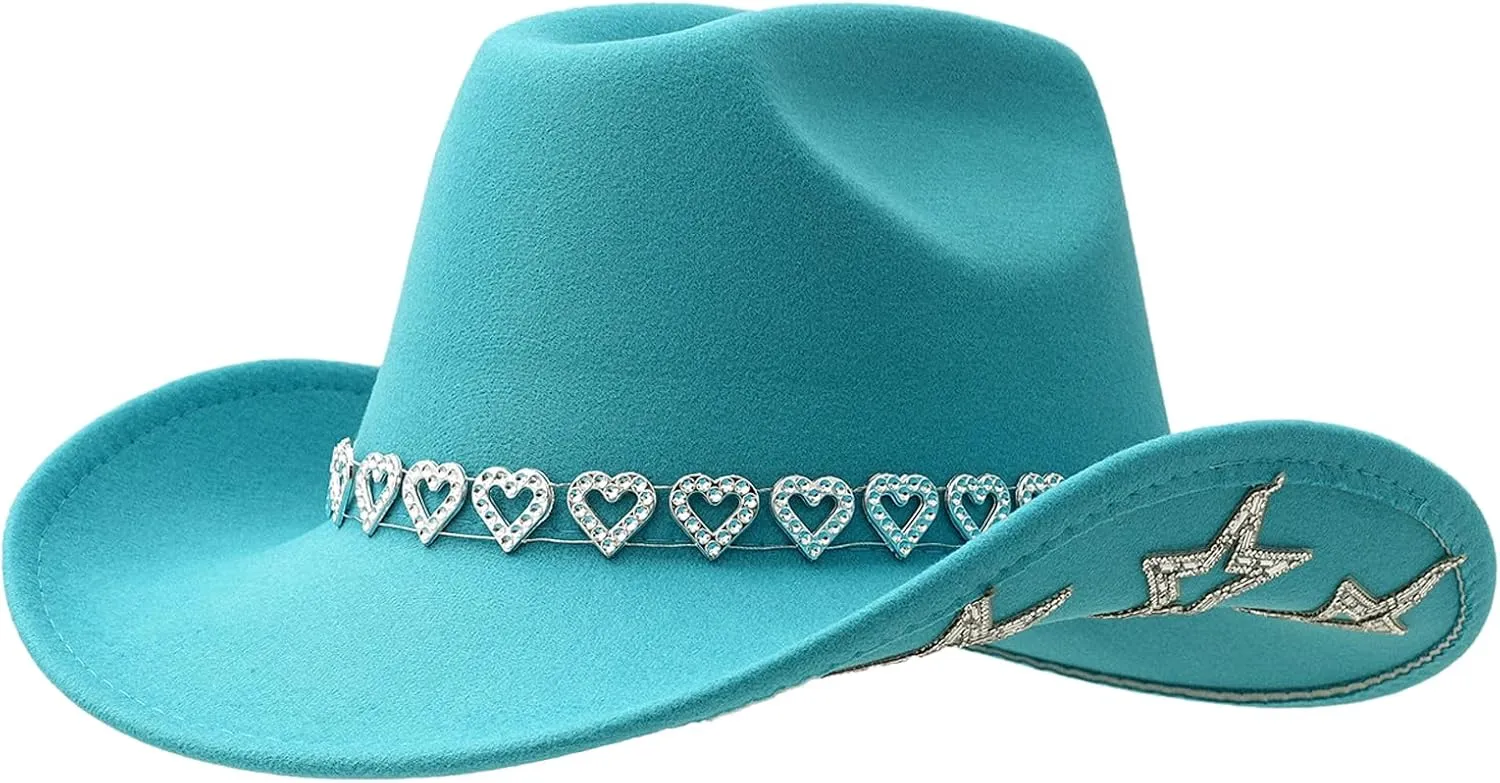 Sparkly Rhinestone Cowboy Hat for Women Western Cowgirl Hat with Star for Ladies