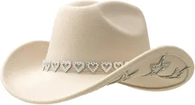 Sparkly Rhinestone Cowboy Hat for Women Western Cowgirl Hat with Star for Ladies