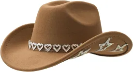 Sparkly Rhinestone Cowboy Hat for Women Western Cowgirl Hat with Star for Ladies