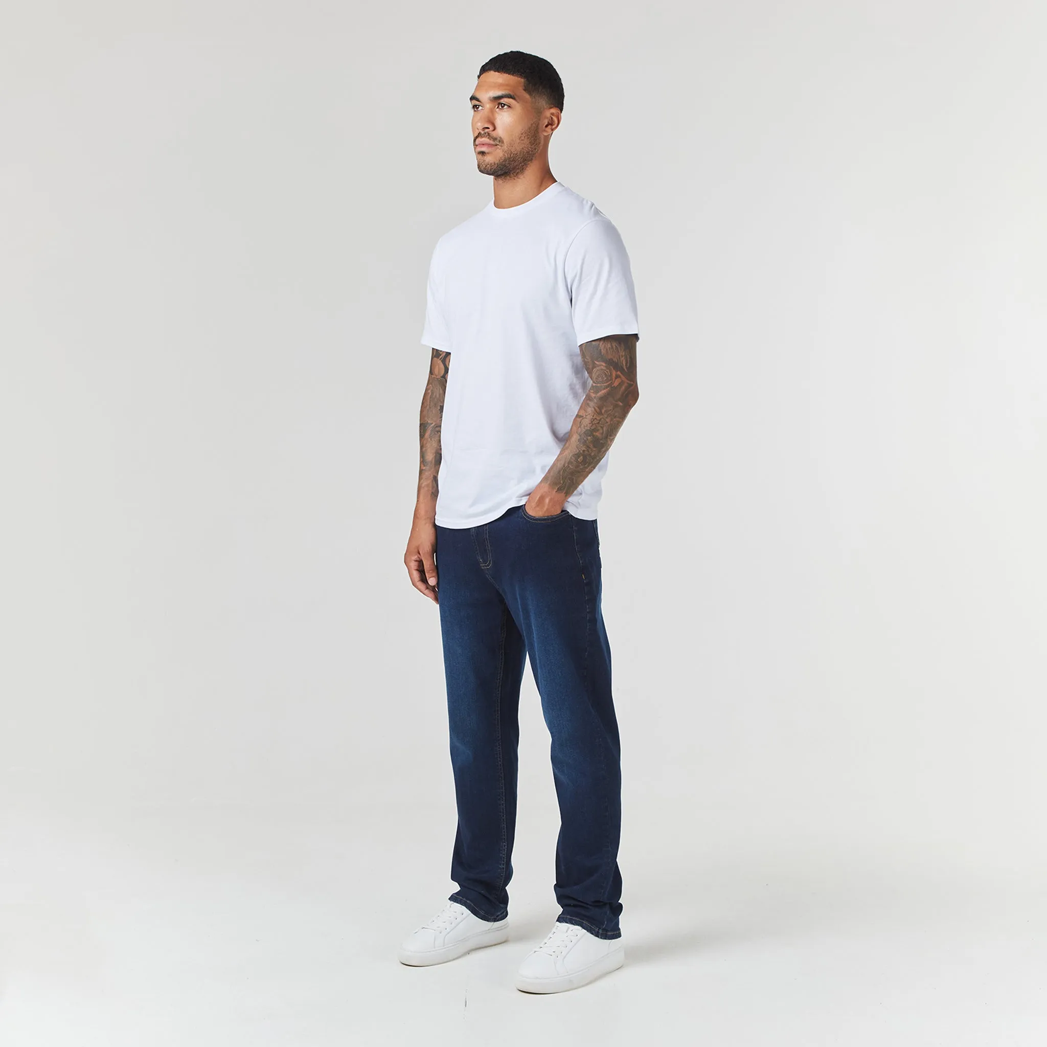 Straight Leg Denim Jean | Dark Blue Wash