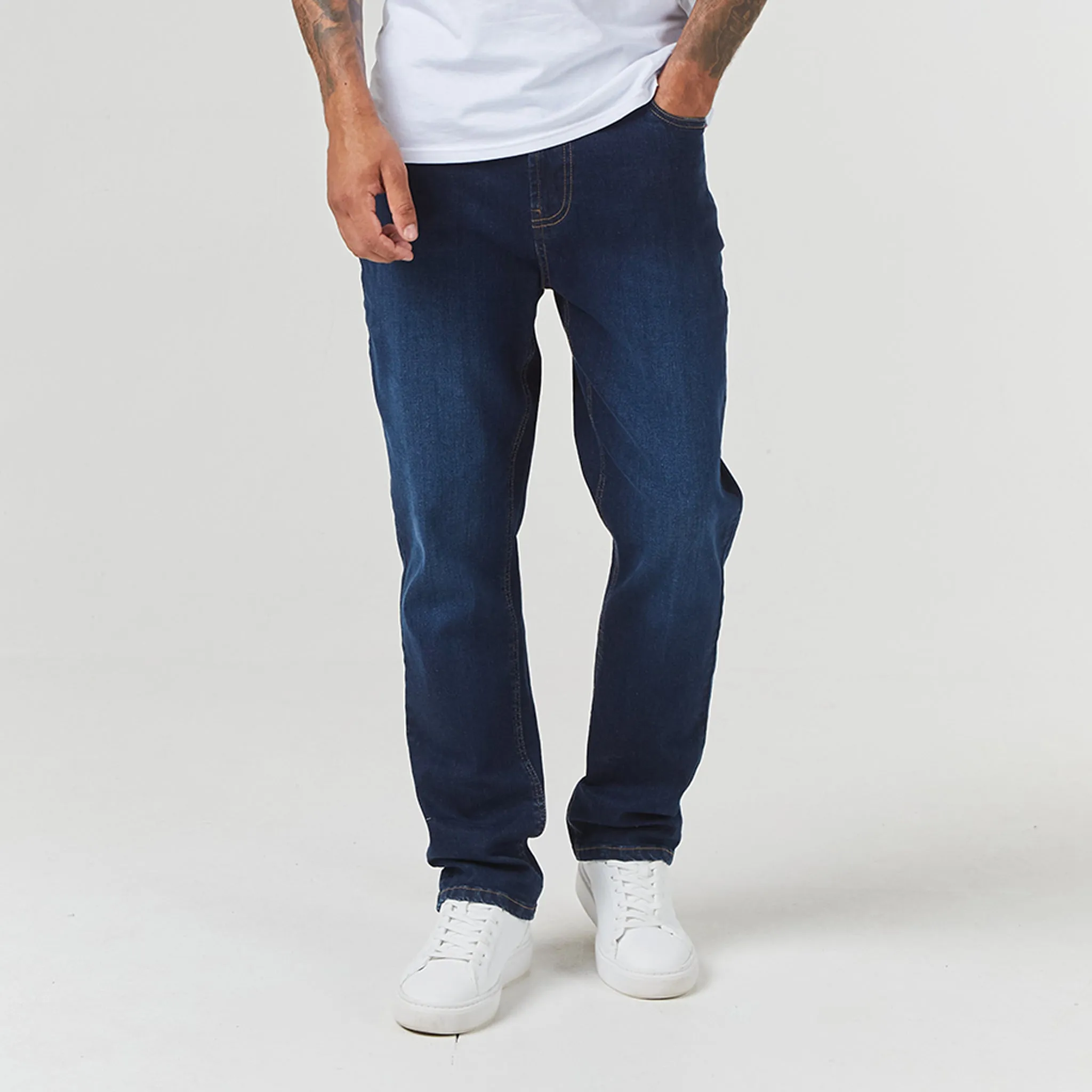 Straight Leg Denim Jean | Dark Blue Wash