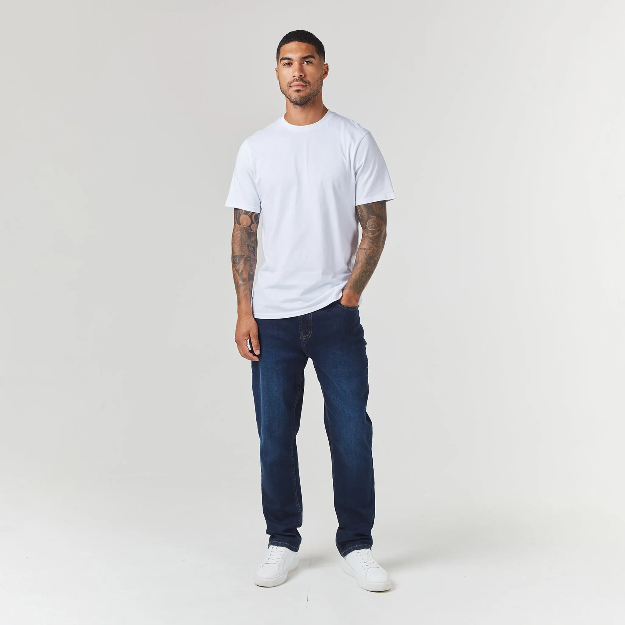 Straight Leg Denim Jean | Dark Blue Wash