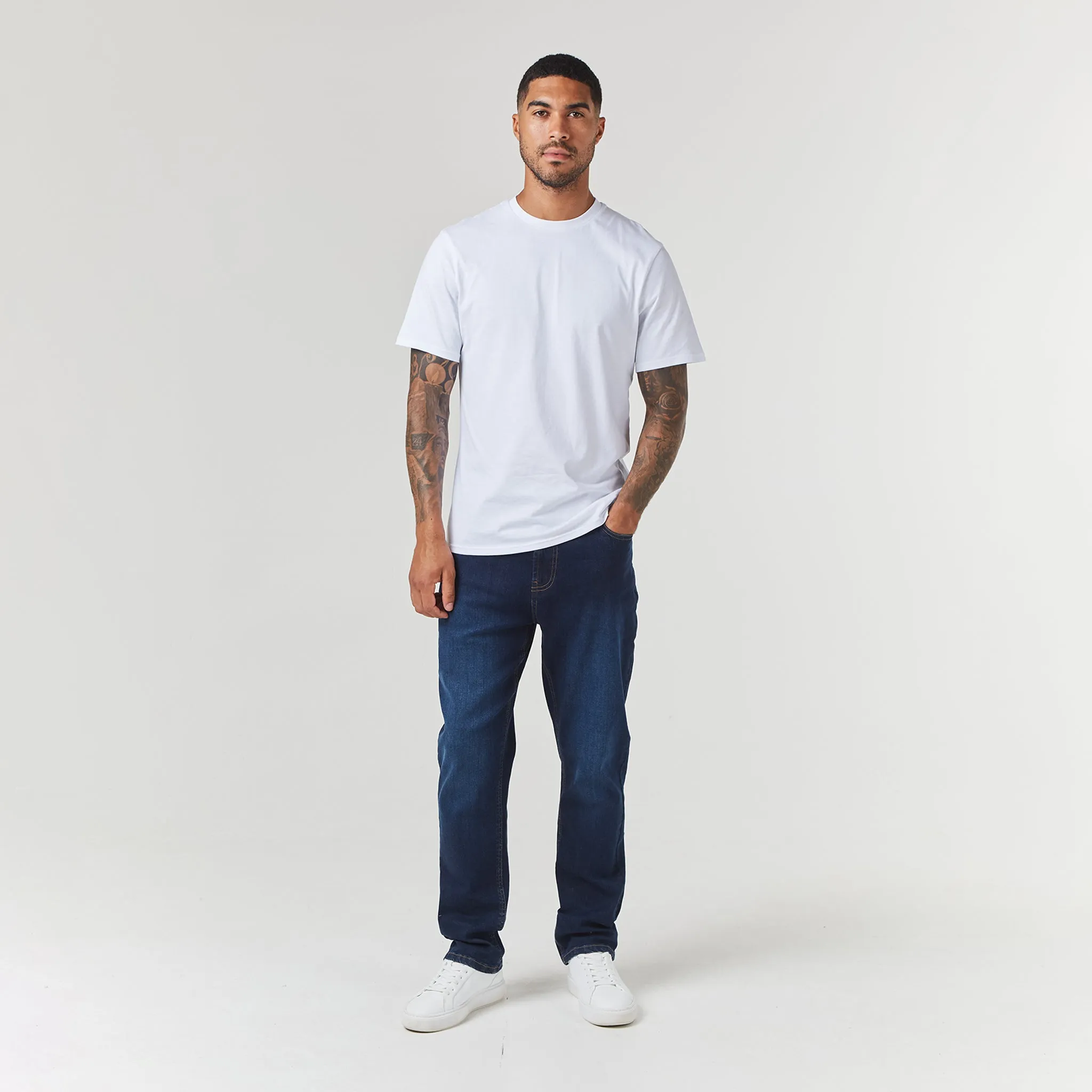 Straight Leg Denim Jean | Dark Blue Wash