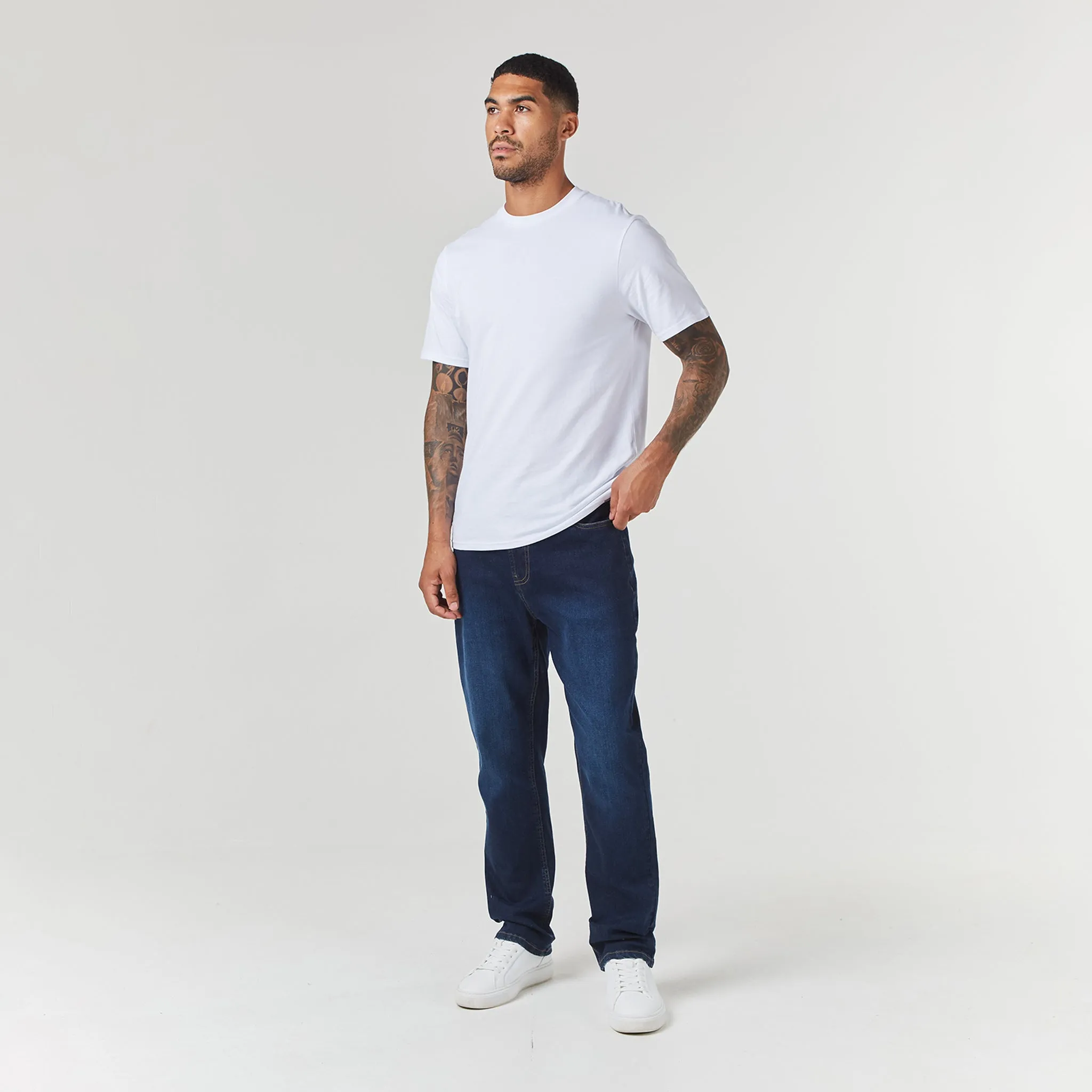 Straight Leg Denim Jean | Dark Blue Wash