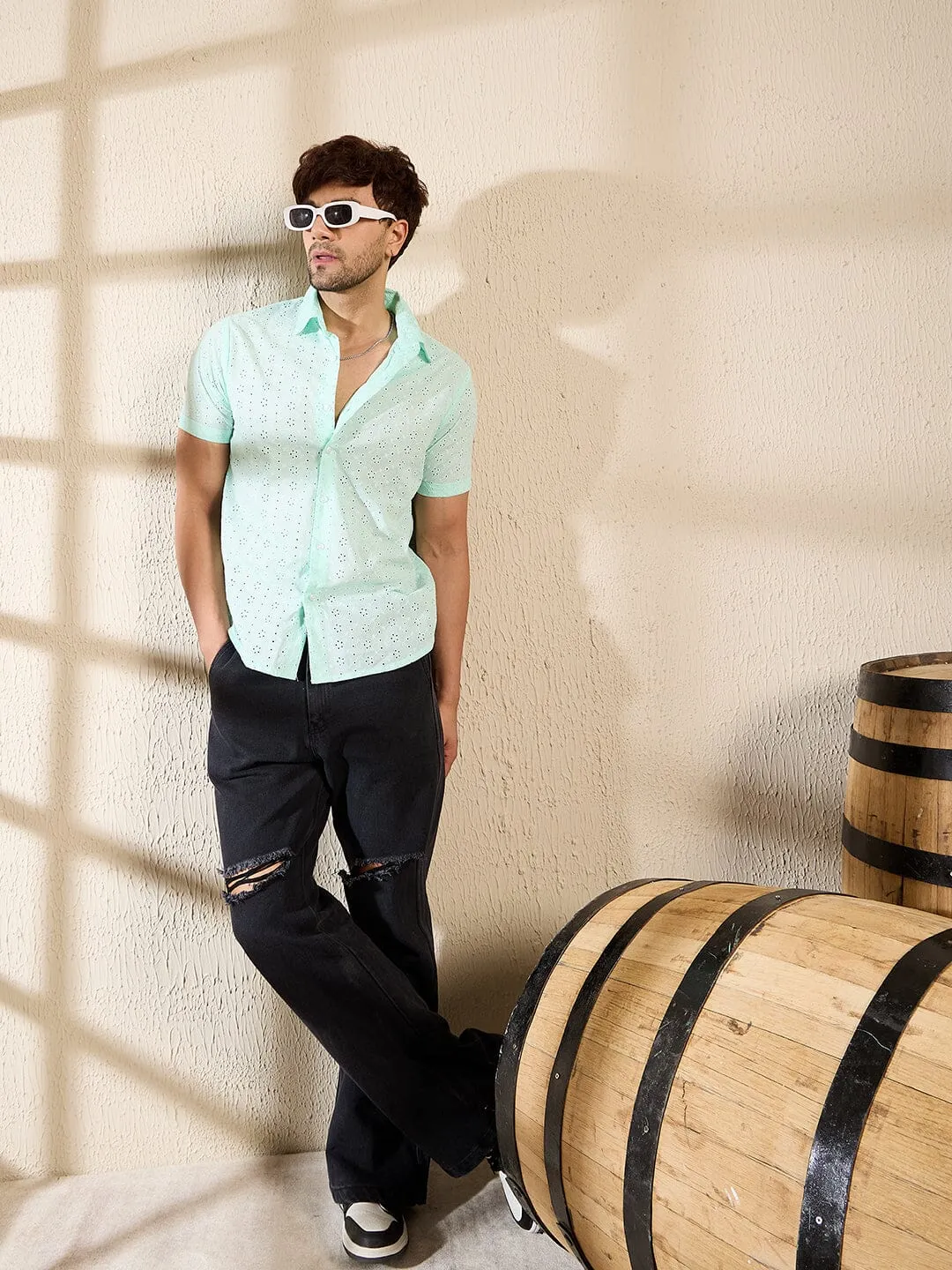 Teal Schiffli Shirt