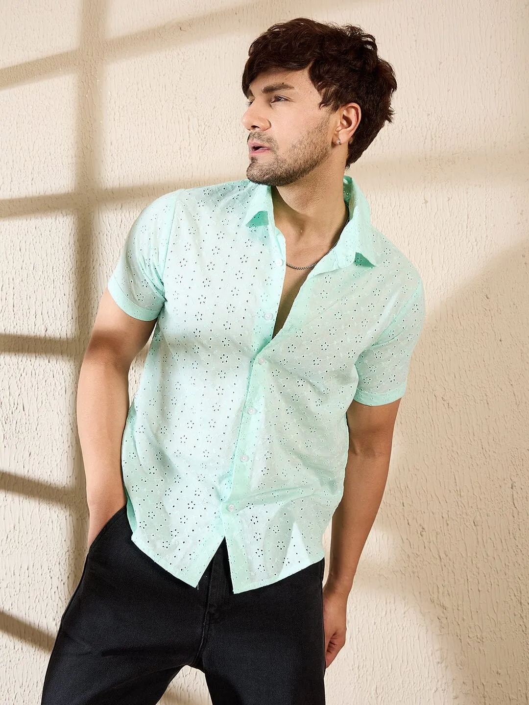 Teal Schiffli Shirt