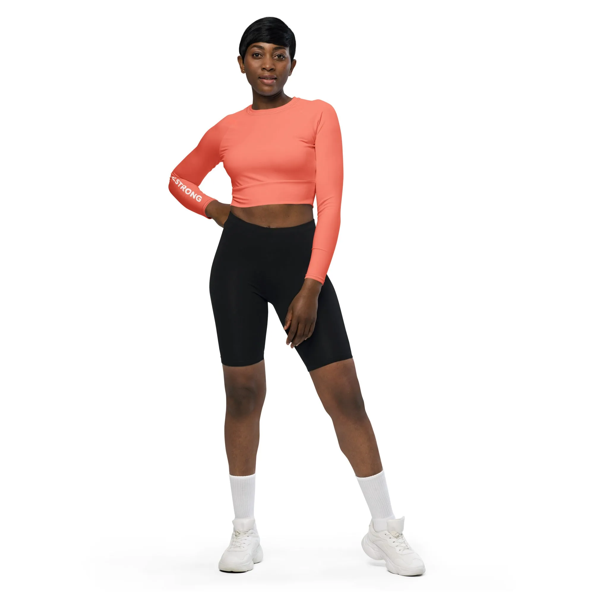 THE ESSENTIAL, SOFT AND STRETCHY, LONG SLEEVE FITTED CROP TOP BRIGHT ORANGE