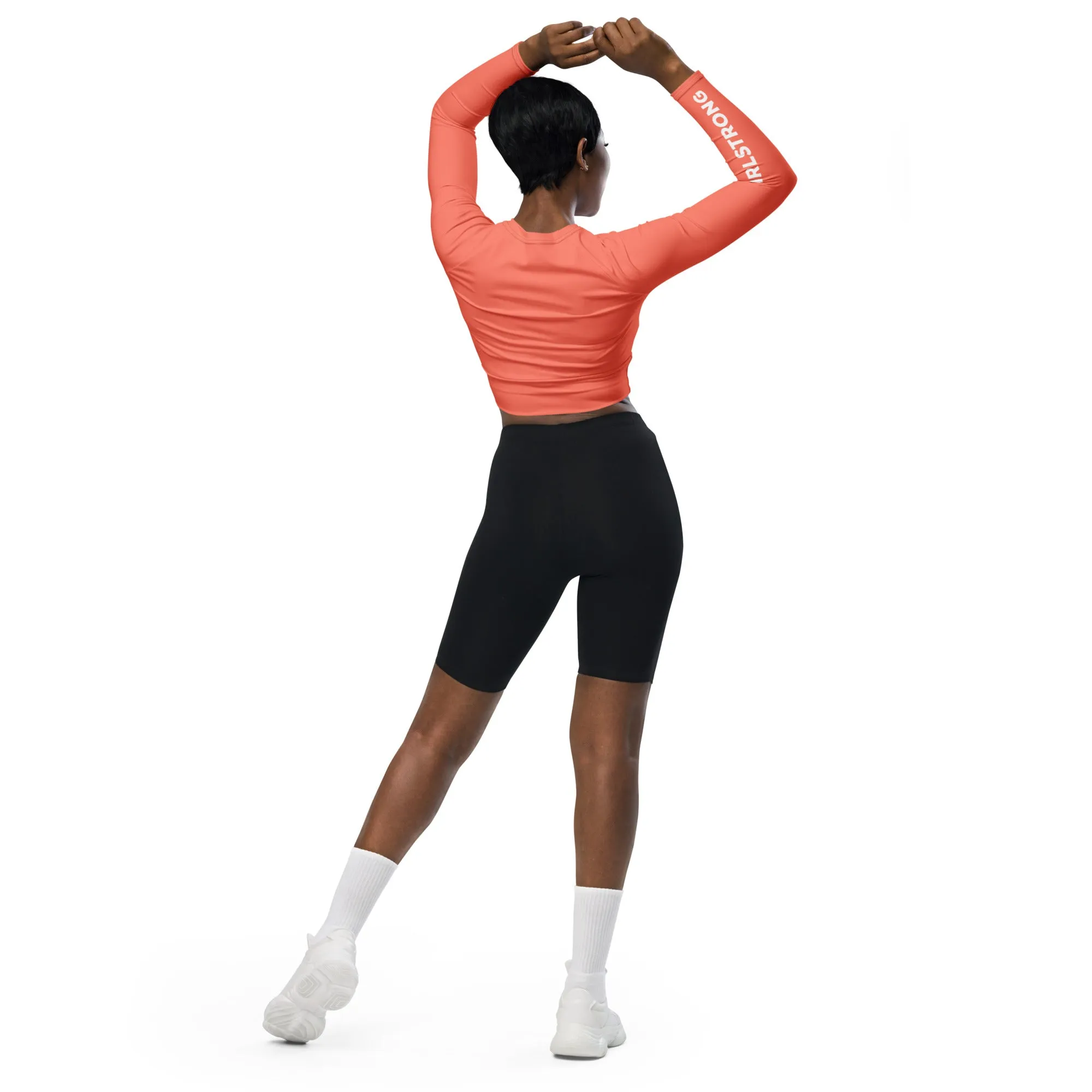 THE ESSENTIAL, SOFT AND STRETCHY, LONG SLEEVE FITTED CROP TOP BRIGHT ORANGE