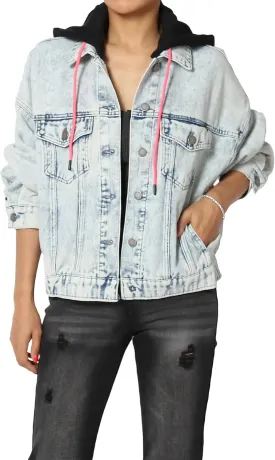 TheMogan S~3X Vintage Distressed Dark Washed Slim Fit Cropped Denim Jacket