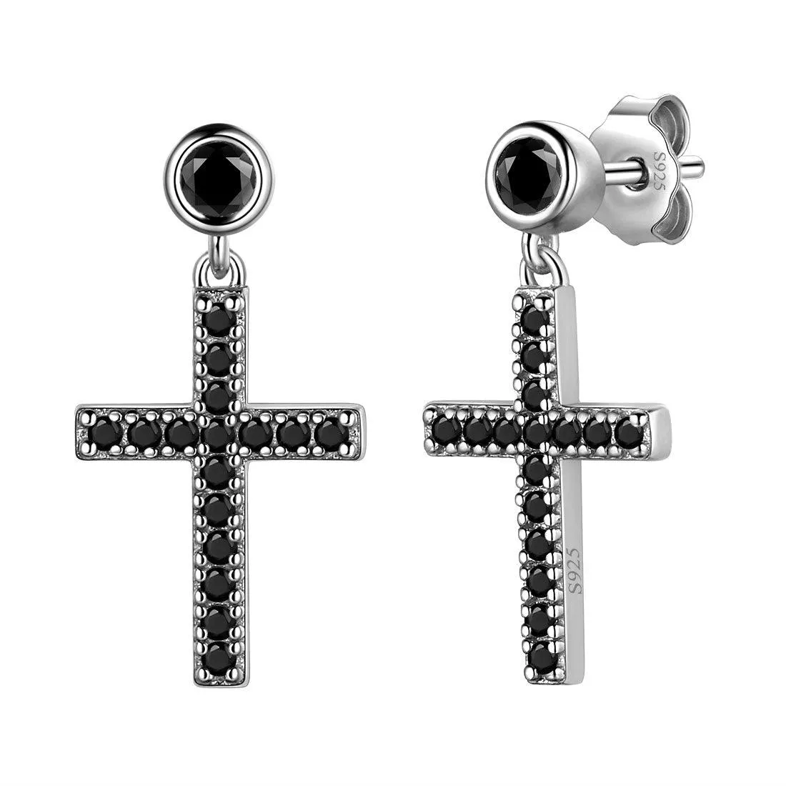 Tokyo Mart Classic Small Cross Drop Earrings Women Mens Jewelry Sterling Silver
